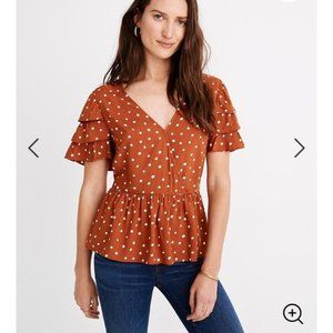 Madewell tiered sleeve peplum top /8/ NWT